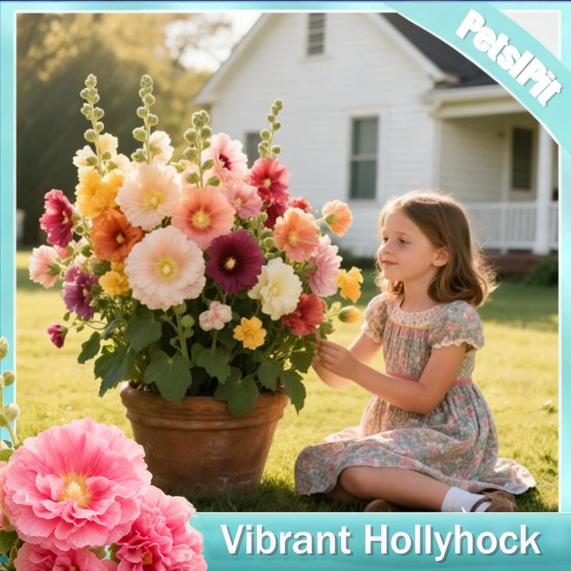 💐Vibrant Hollyhocks Seeds - Colorful Tall Blooms, Heirloom & Non-GMO, Perfect for Fences, Borders & Cottage Gardens