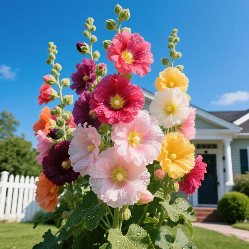 💐Vibrant Hollyhocks Seeds - Colorful Tall Blooms, Heirloom & Non-GMO, Perfect for Fences, Borders & Cottage Gardens