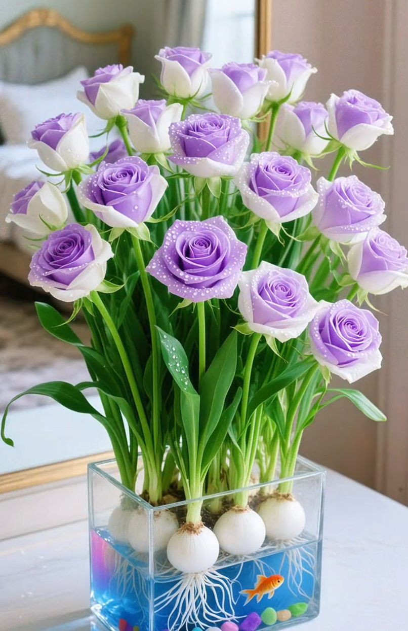 Hydroponic Rare Two-Tone Rose Bulbs: Nature's Colorful Miracle 🌸💖​