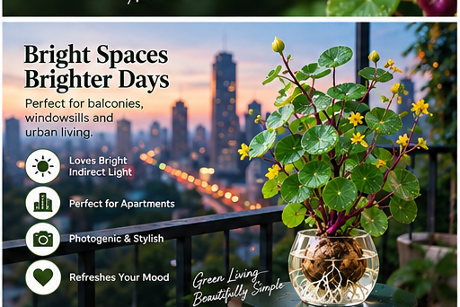 Red Rattan Stephania Erecta on balcony with city background