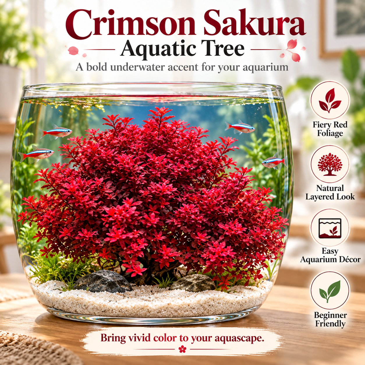 🔥 Crimson Sakura Aquatic Tree Bulbs – Grow a Fiery Underwater Mini Forest