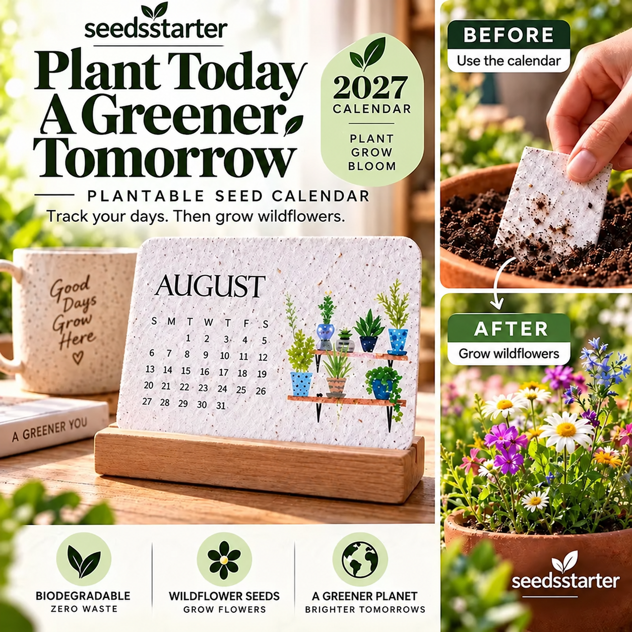 ✨✨Early Holiday Sale 45% OFF🌱Eco-Friendly Plantable “Timeless” Seed Calendar 2027