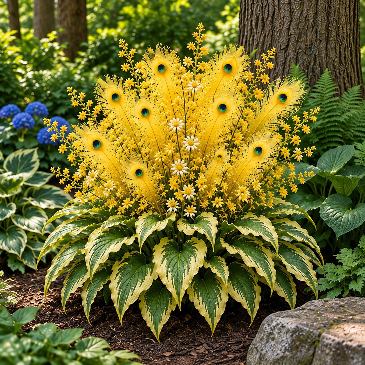 Hosta plants in a shady garden bed