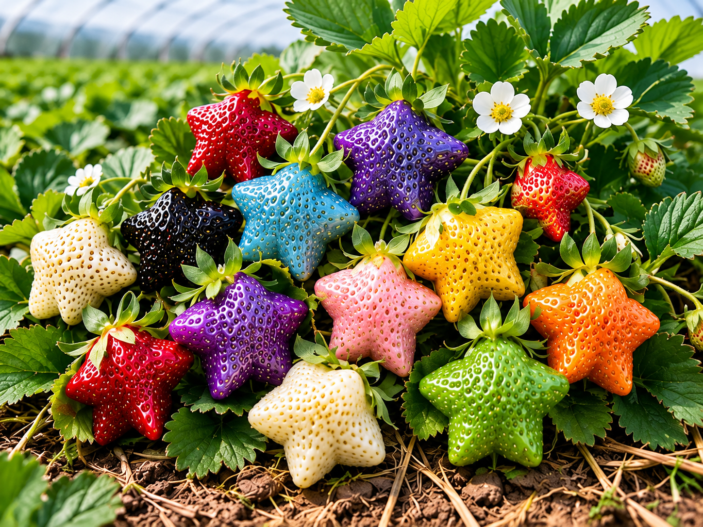 🍓❄️ Winter Starry Rainbow Strawberry Seeds – Rare Star-Shaped Berries in Stunning Rainbow Colors! 🌈✨