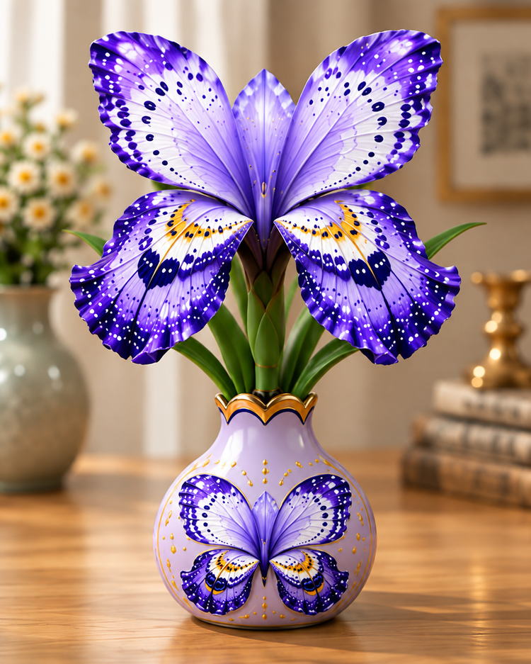 Lavender Purple butterfly-inspired floral design illustration
