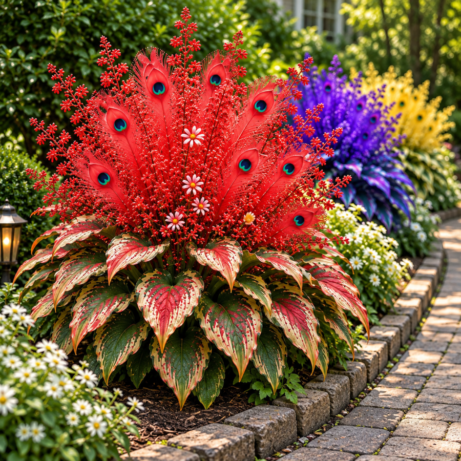 Hosta border along a garden walkway