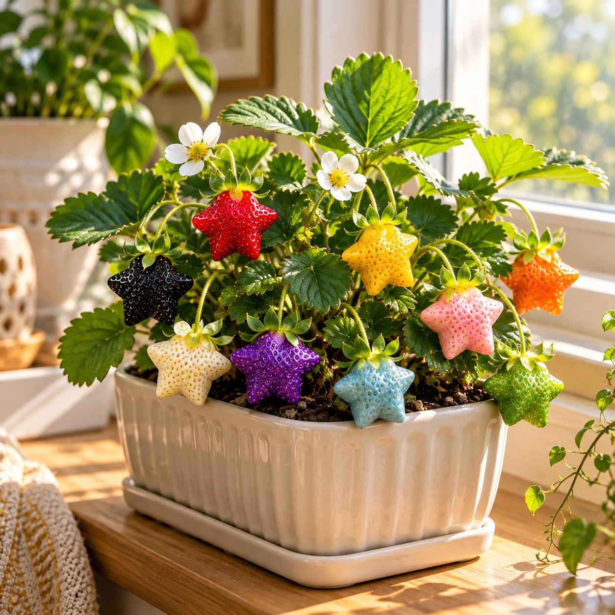 🍓❄️ Winter Starry Rainbow Strawberry Seeds – Rare Star-Shaped Berries in Stunning Rainbow Colors! 🌈✨