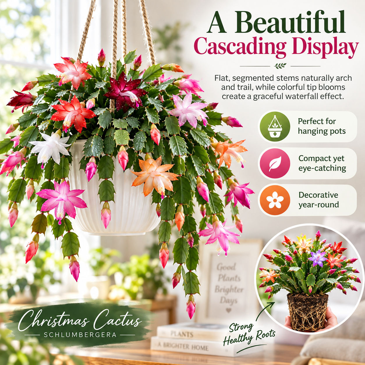 🦀Mix Colors Schlumbergera Bulbs– Easy-Care Blooms in Every Shade, Even in Winter ❄️🌈