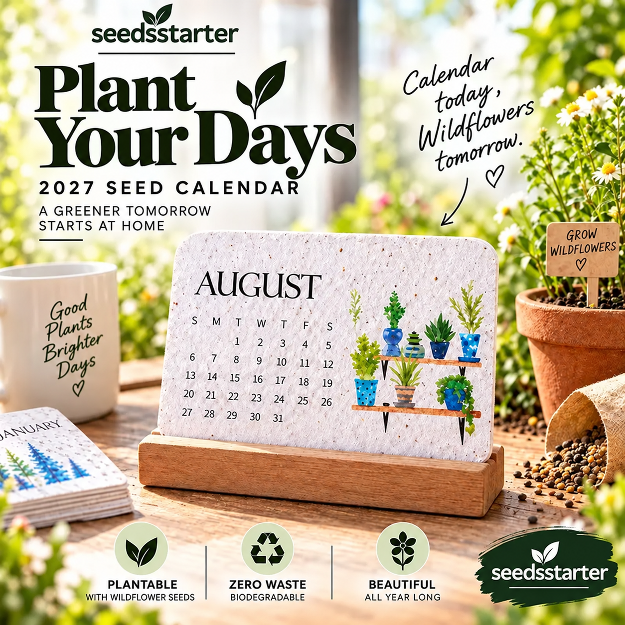 ✨✨Early Holiday Sale 45% OFF🌱Eco-Friendly Plantable “Timeless” Seed Calendar 2027