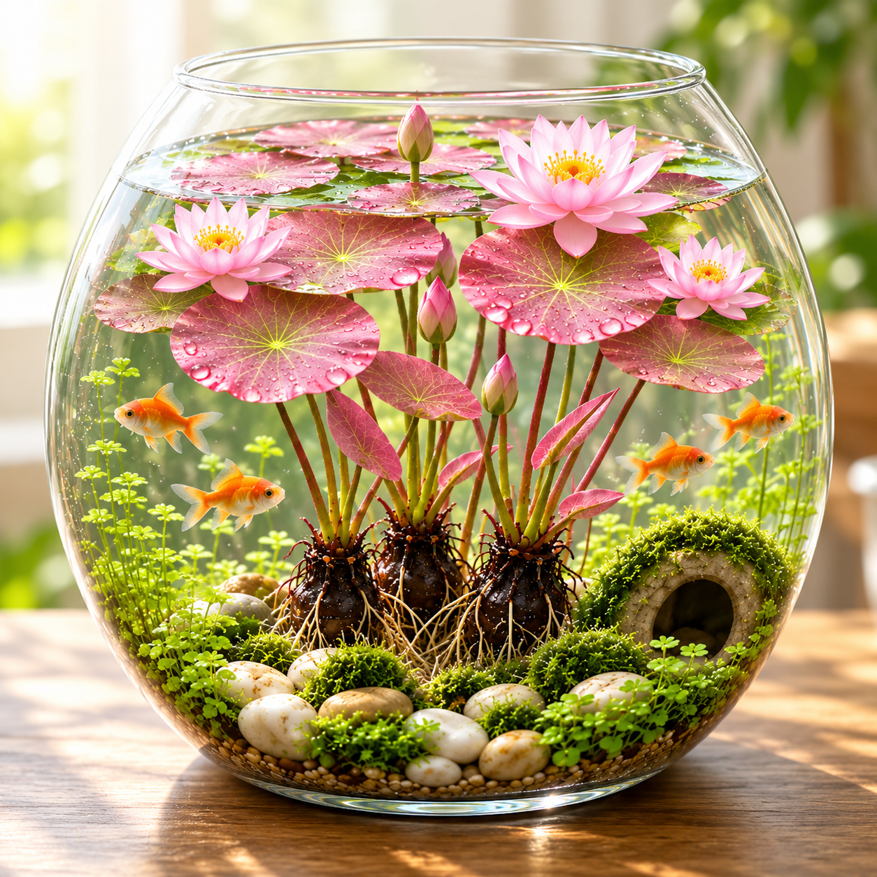 Pink flowering aquarium plant