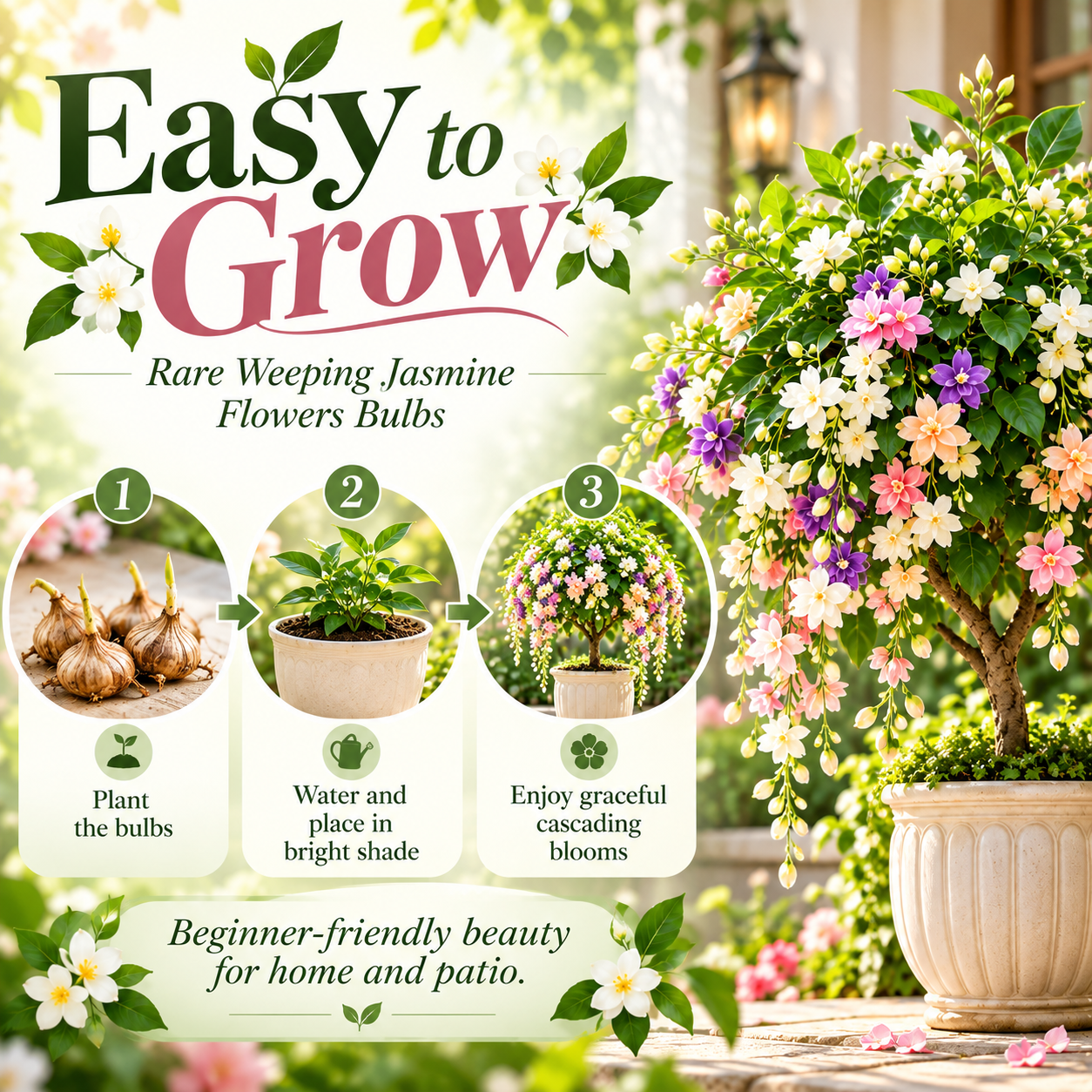 2026🌸【7 days germination】Last Day Up to 50% OFF💐Rare Weeping Jasmine Flowers Bulbs
