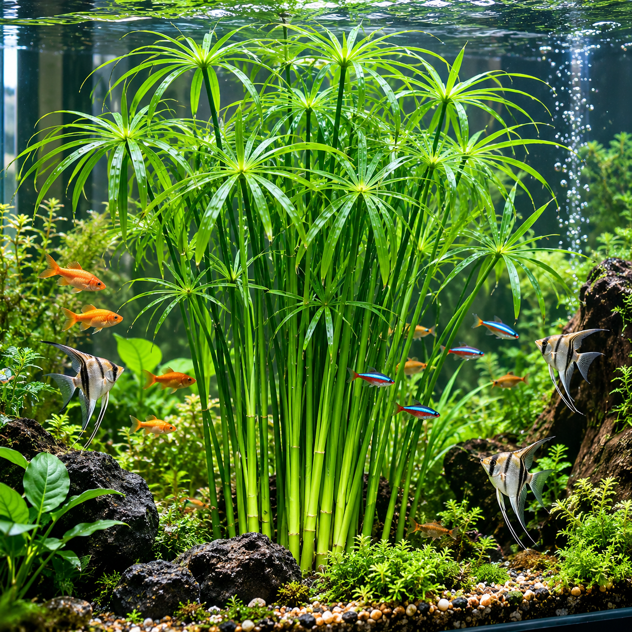 🌿 Hydroponic Umbrella Plant – Natural Water Purifier for Aquariums, Turtle Tanks & Ponds