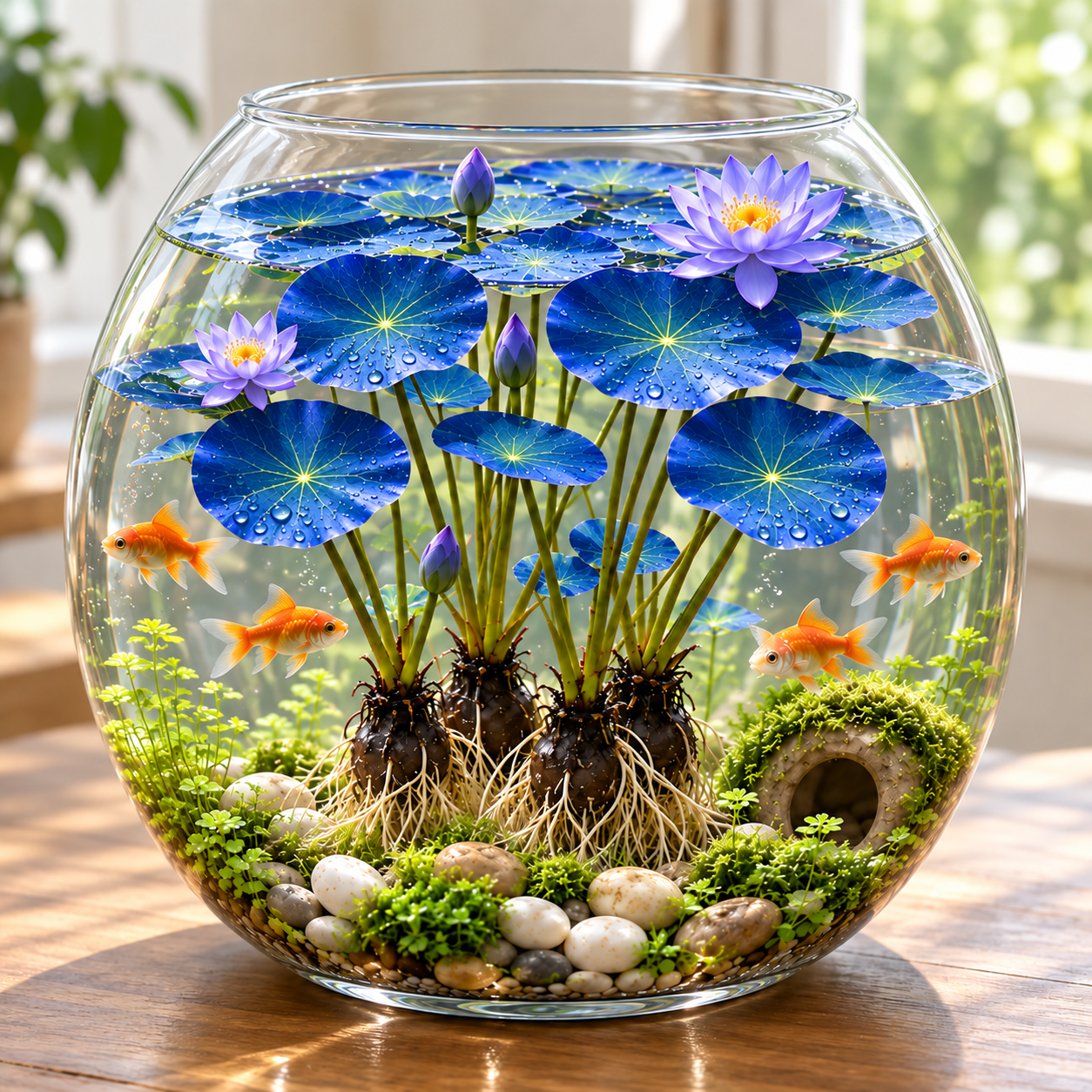 Aquarium plant grows without soil