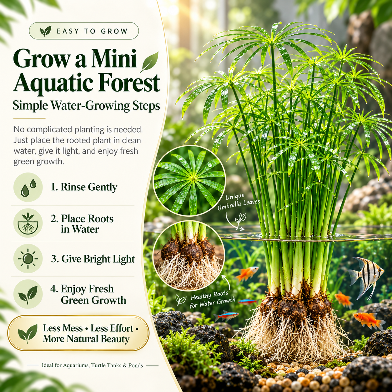 Water Bamboo Bulbs Hydroponic Umbrella Plant Aquarium Display