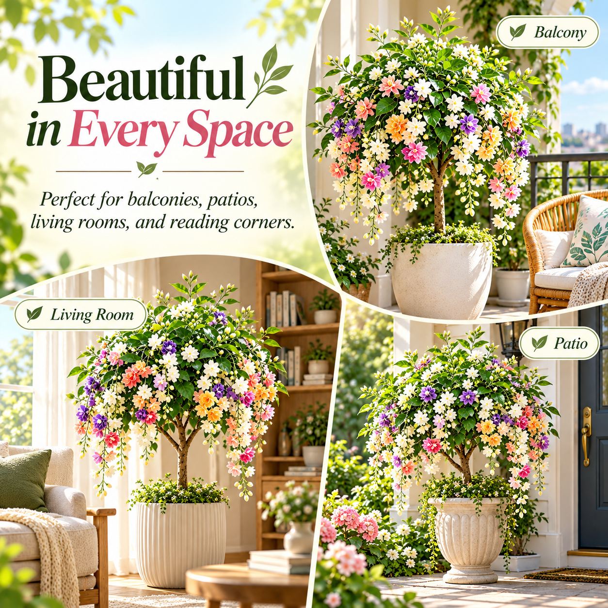 Rare Weeping Jasmine in multiple display spaces
