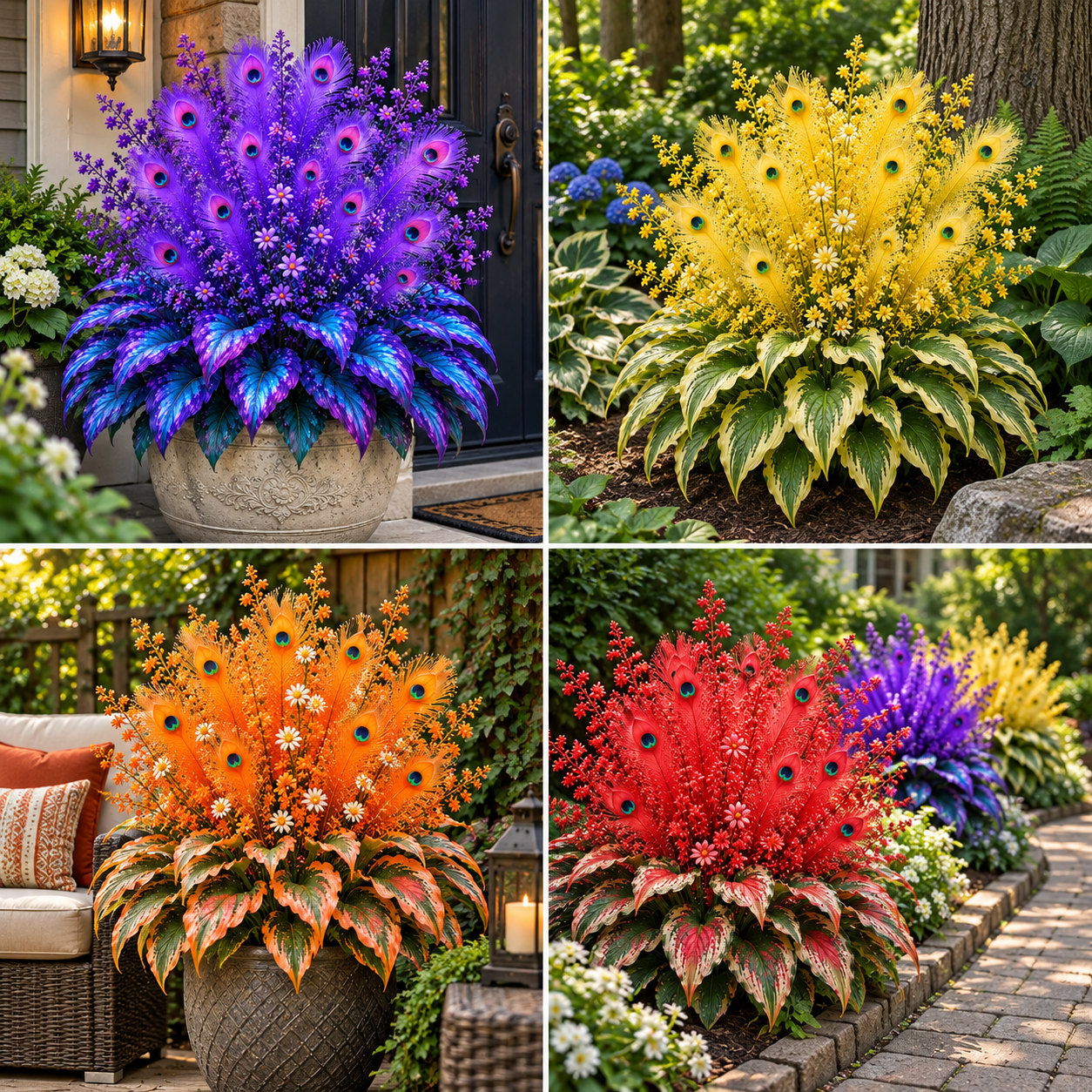 🏠🦚 Peacock Flame Hosta Bulbs💥 Stunning Colors That Brighten Any Space