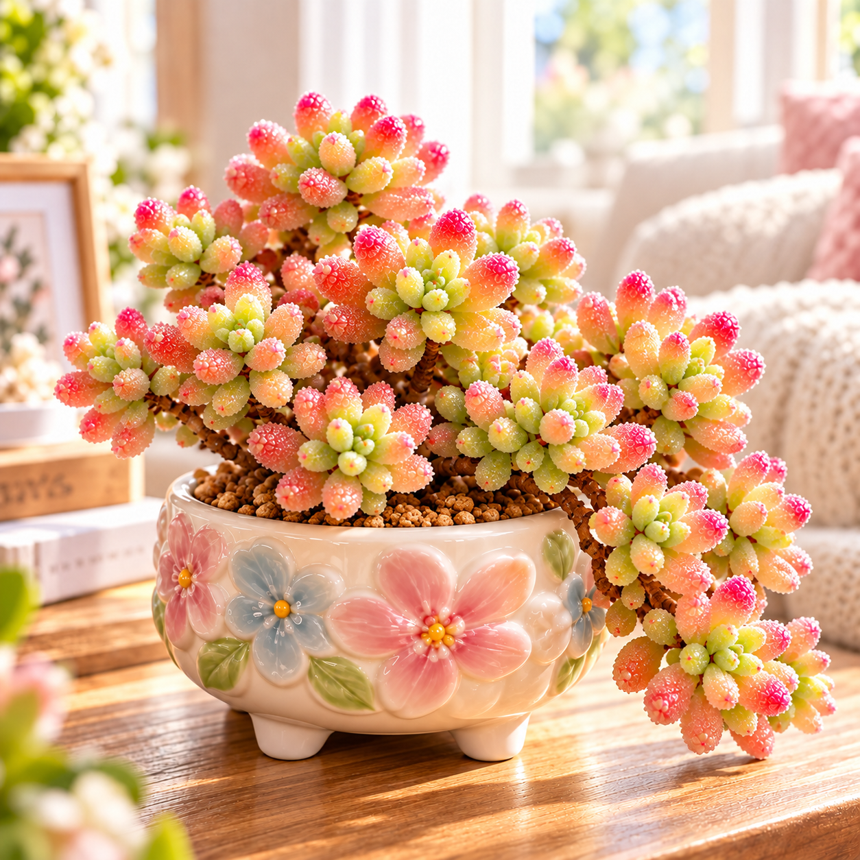 💎 Rice Crystal Succulent – Tiny Diamonds, Blush-Red Beauty 💎
