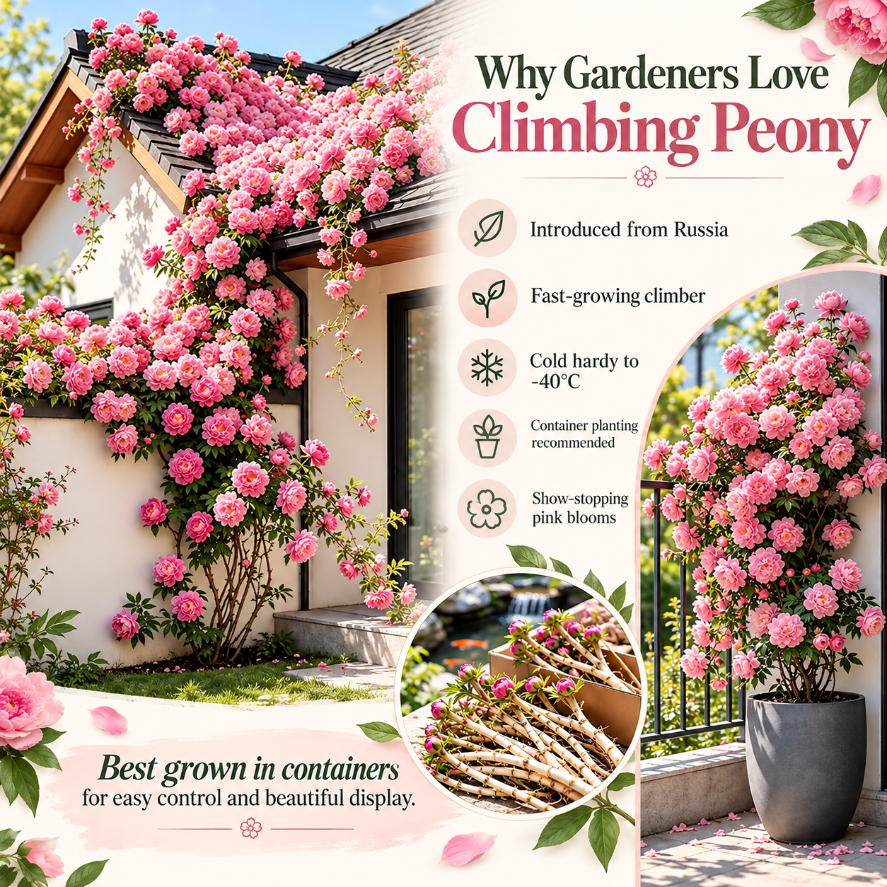 🌸 Double Climbing Peony Vine Hardy Perennial Garden Climber for Indoor & Outdoor Beauty