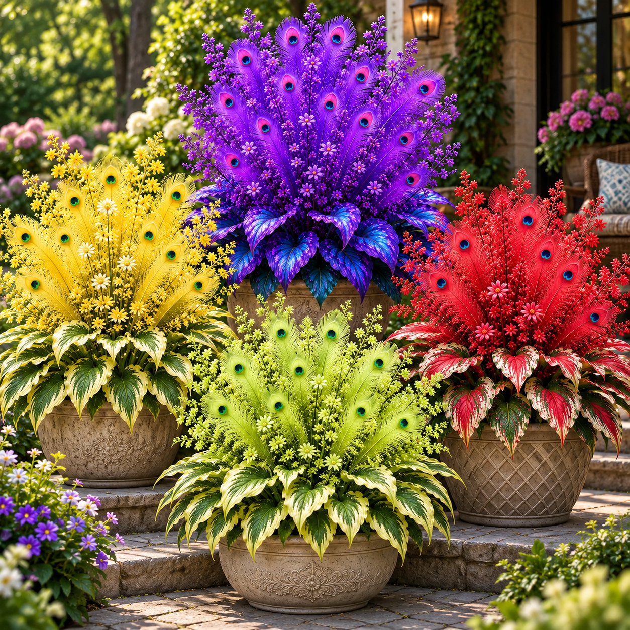 🏠🦚 Peacock Flame Hosta Bulbs💥 Stunning Colors That Brighten Any Space