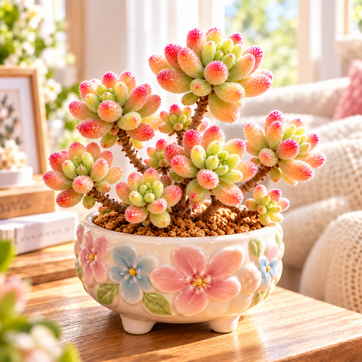 💎 Rice Crystal Succulent – Tiny Diamonds, Blush-Red Beauty 💎
