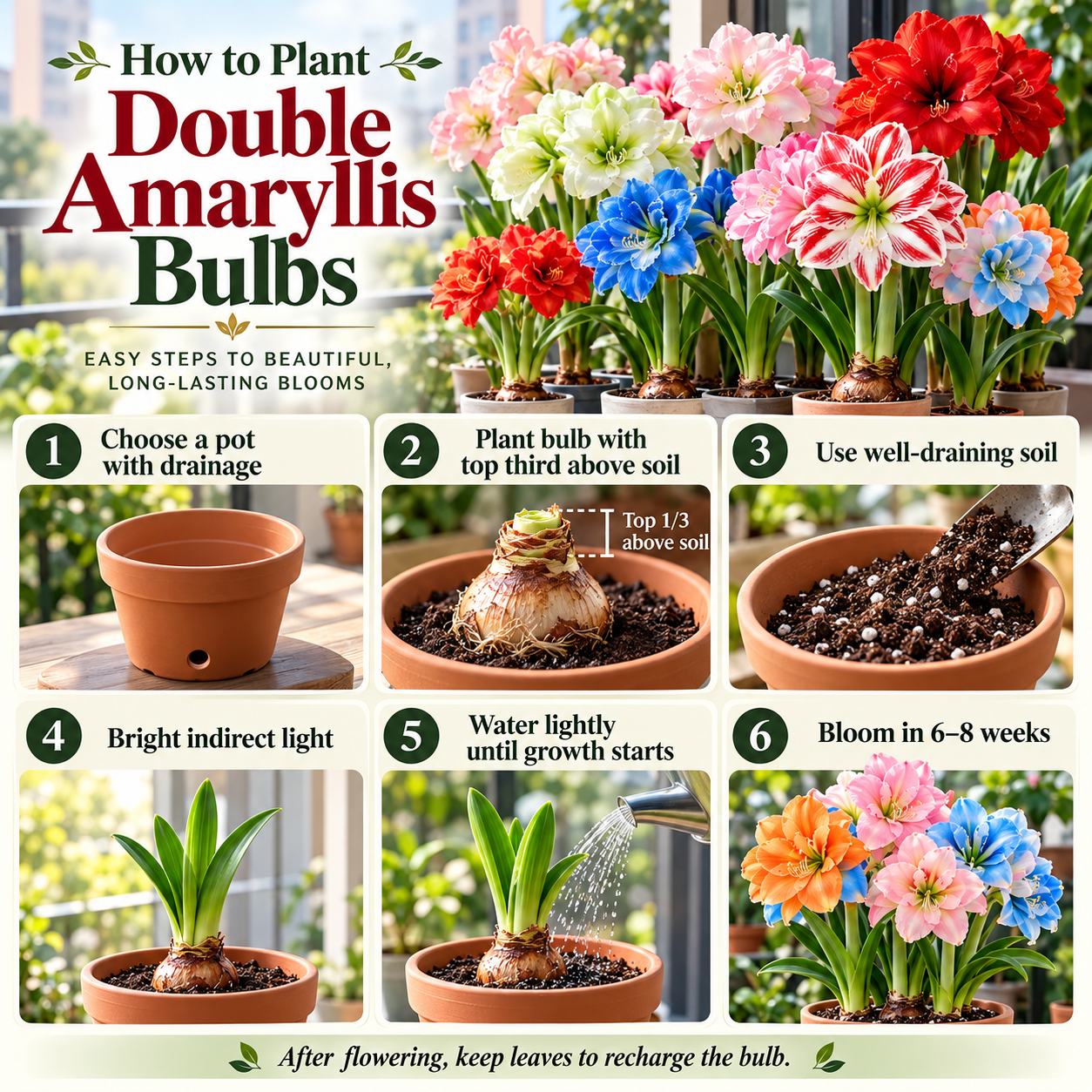 🌺 Double-Petaled Perfume Amaryllis Bulbs Luxury blooms, rich fragrance—turn every season into a floral show!