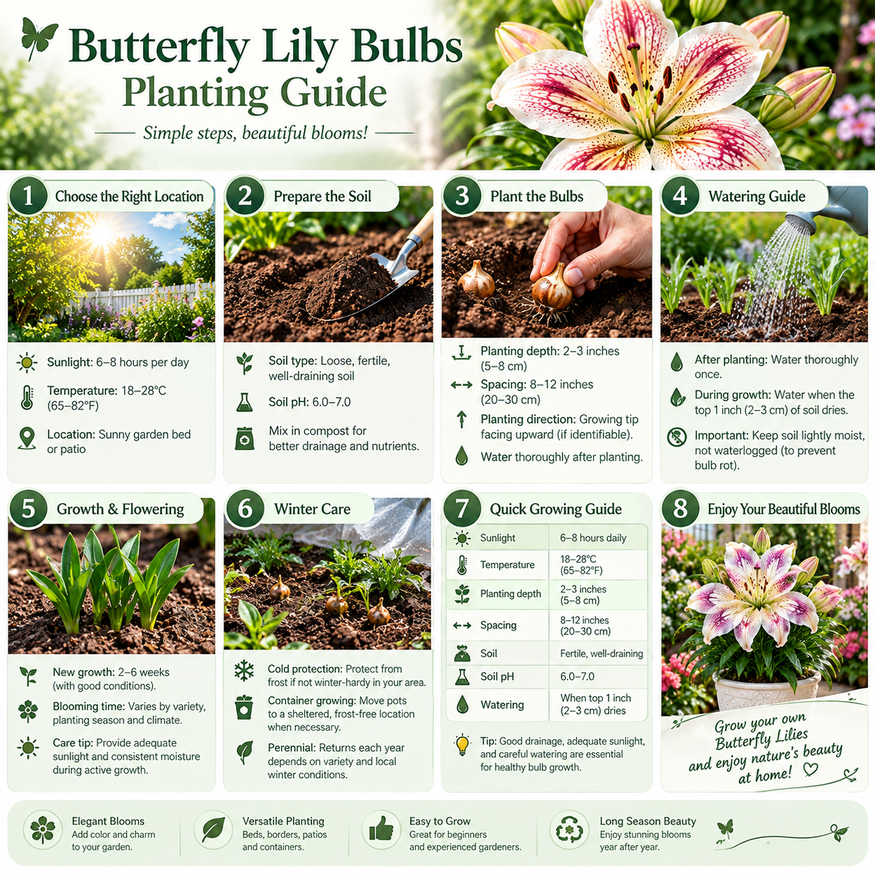 🦋Butterfly Lily Bulbs-Stunning Blooms for Every Garden✨
