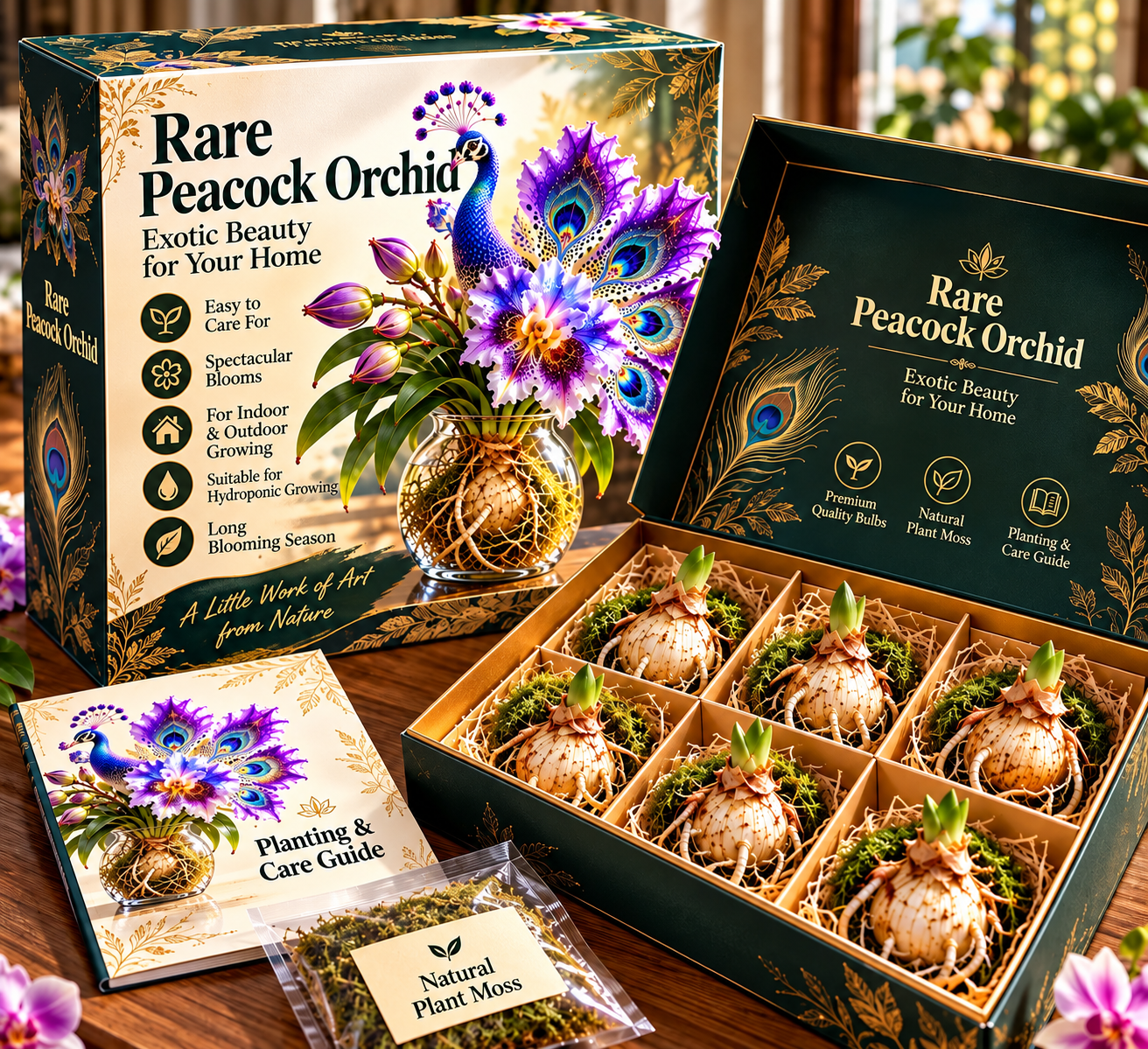 🦚 Rare Peacock Orchid – Exotic floral splendor in a glass, completely without potting soil! 🌸💧
