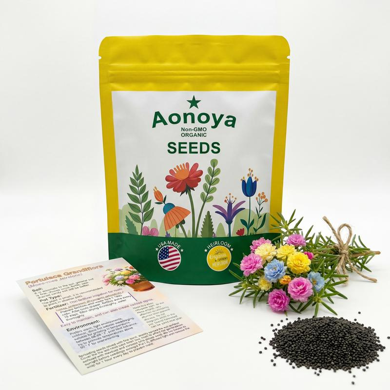 10,000 Portulaca Seeds - Double-flowered Moss Rose Annual Perennial Flower Seeds for Planting Outdoors Non GMO Mixed Colors Large Blooms Attract Pollinators Easy to Grow All Seasons