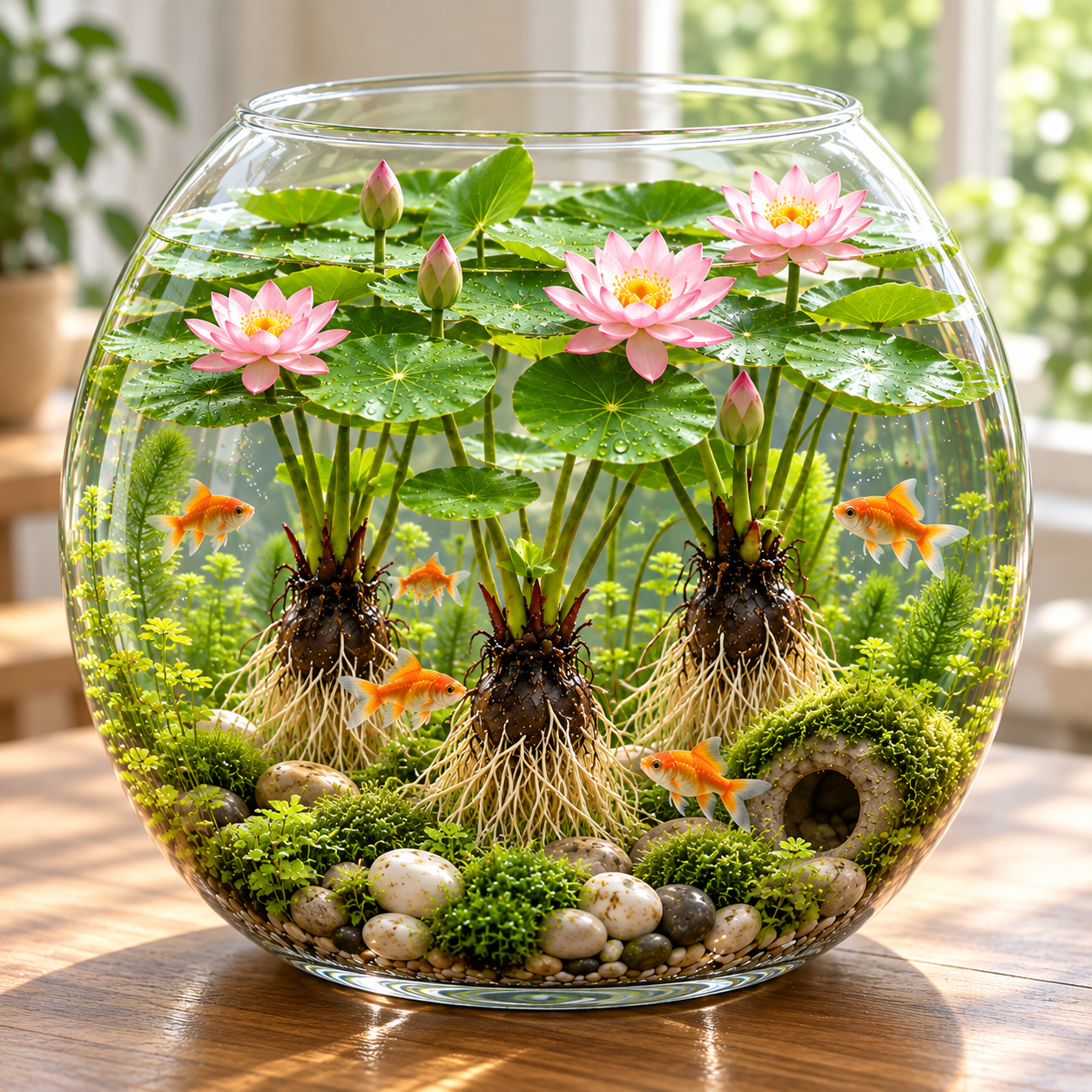 🐟Hydroponic red lotus roots🌿 Turn Your Aquarium into a Living Garden /