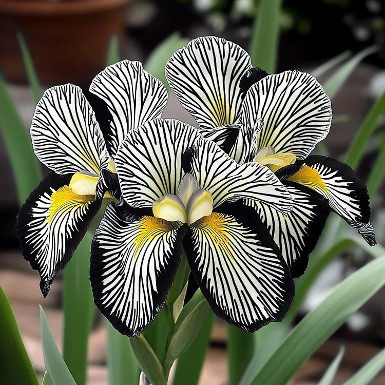 💐Zebra Stripes Iris (Iris Germanica) – A Bold, Striped Beauty