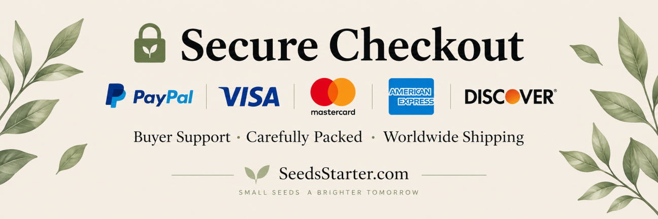 Secure Checkout PayPal Visa Mastercard American Express Discover SeedsStarter.com