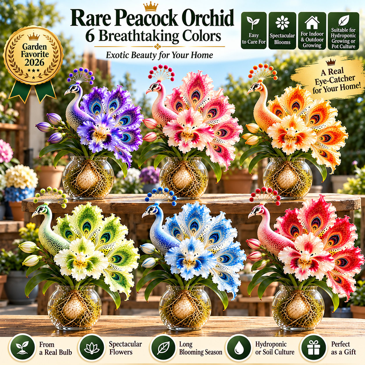 🦚 Rare Peacock Orchid – Exotic floral splendor in a glass, completely without potting soil! 🌸💧