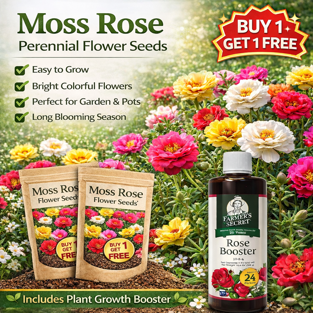 💫🌸BUY 1 GET 1 FREE | Moss Rose🌿Perennial Flower Seeds With Plant Growth Supplement