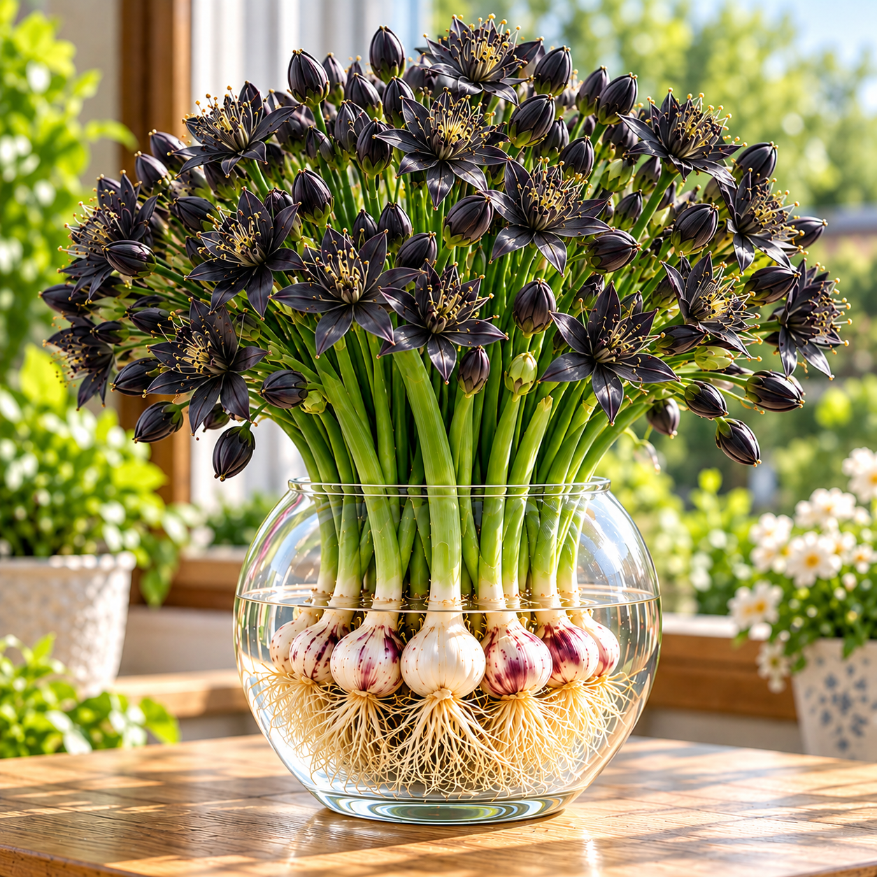 Hydroponic Garlic Scape Flower Bulbs