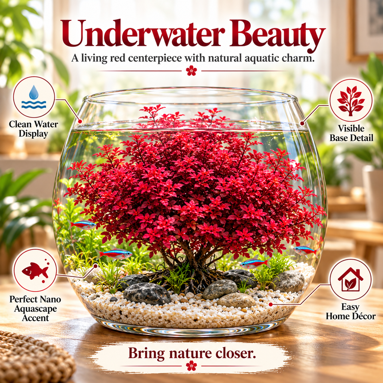 🔥 Crimson Sakura Aquatic Tree Bulbs – Grow a Fiery Underwater Mini Forest