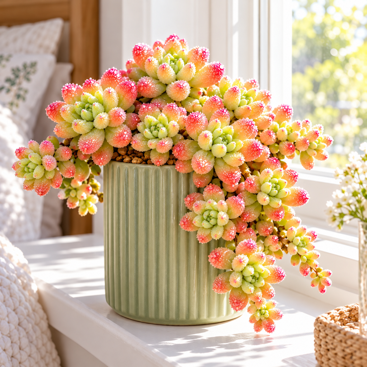 💎 Rice Crystal Succulent – Tiny Diamonds, Blush-Red Beauty 💎