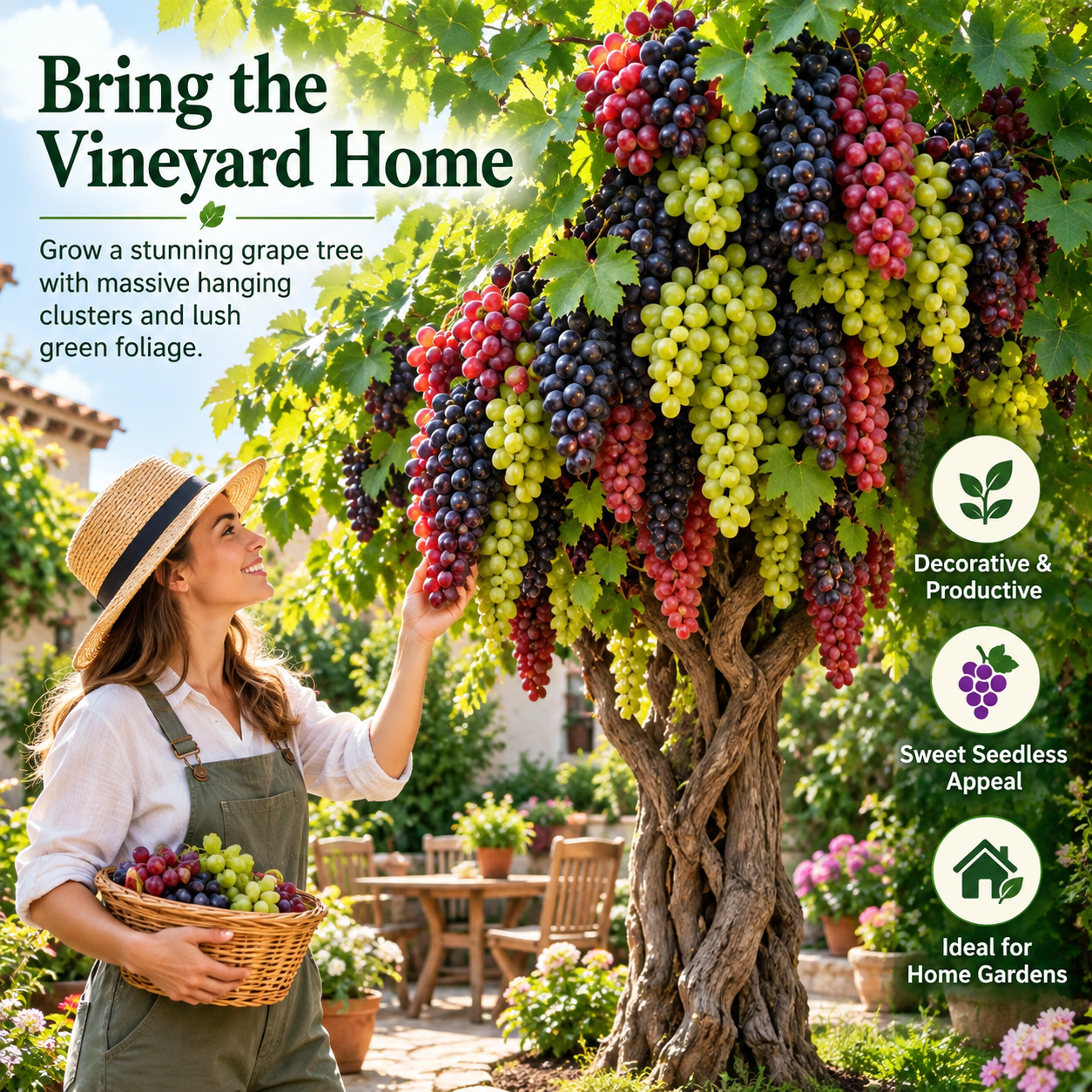 🍇Giant grape tree seeds: thin roots, large and seedless🌿