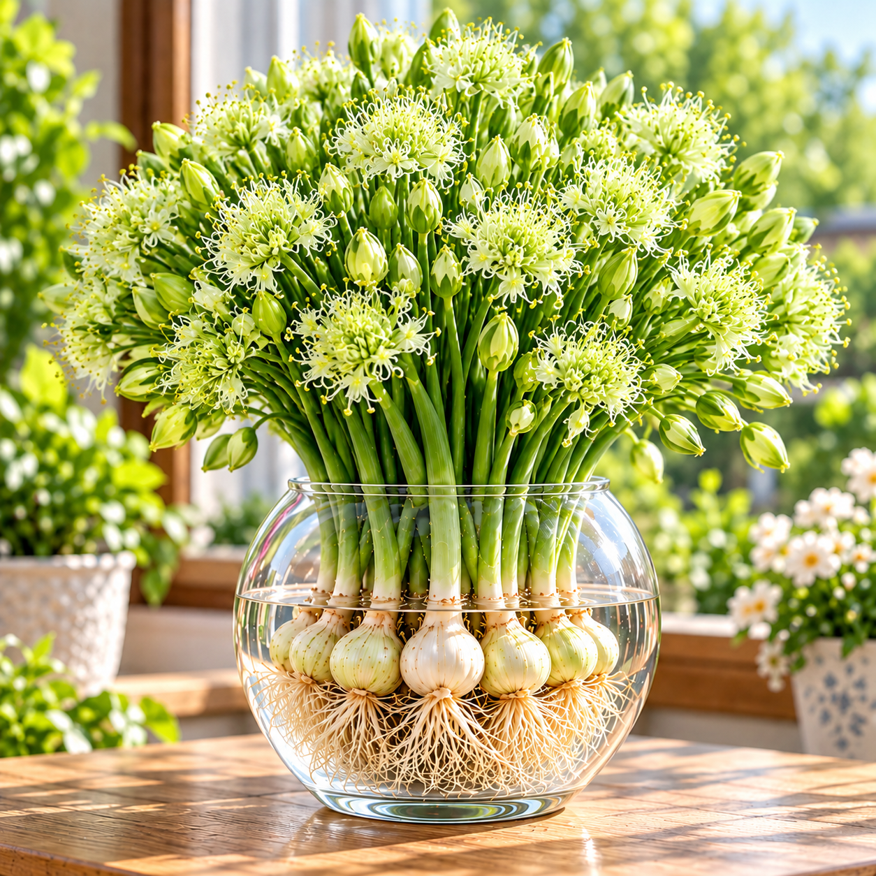 Hydroponic Garlic Scape Flower Bulbs