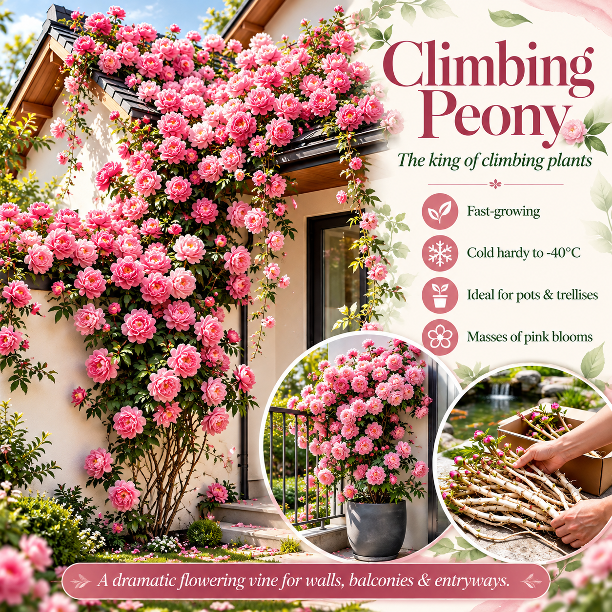 🌸 Double Climbing Peony Vine Hardy Perennial Garden Climber for Indoor & Outdoor Beauty