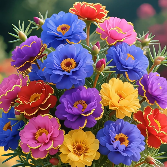 🌹Gold-Edged Double Mixed-Color Moss Rose—2025 Latest Variety