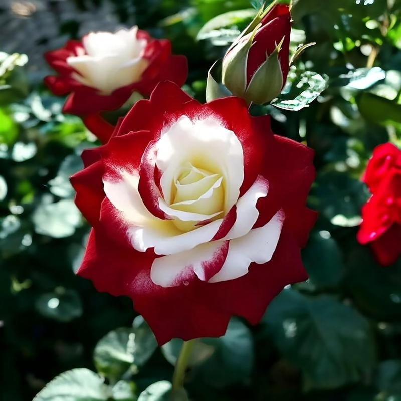 【Buy 2 Get 1 Free】200/1000pcs Rare Twin Red White Rose Flower Seeds for Planting - Captivating Garden Blooms Non GMO Heirloom Garden - Planting Instructions for Easy Grow - Great Gardening Gifts