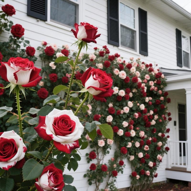 【Buy 2 Get 1 Free】200/1000pcs Rare Twin Red White Rose Flower Seeds for Planting - Captivating Garden Blooms Non GMO Heirloom Garden - Planting Instructions for Easy Grow - Great Gardening Gifts