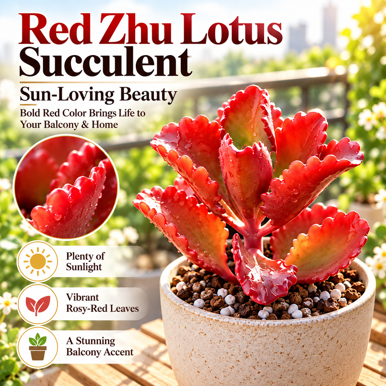 ❤️ Red Zhu Lotus Succulent – A Little Ruby for Your Garden!