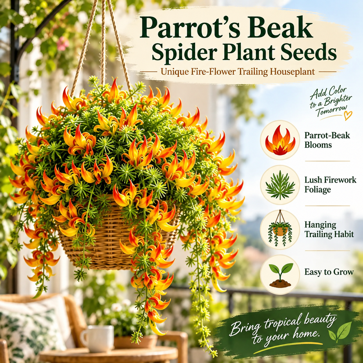 🦜Parrotbeak spider plant - 🔥 Blooms for up to 300 Days a Year!