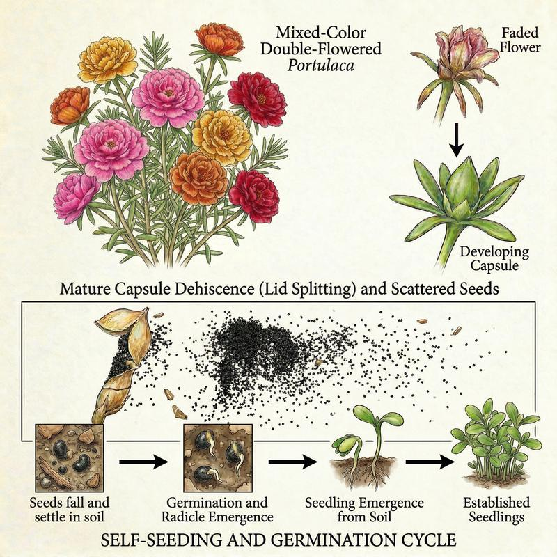 10,000 Portulaca Seeds - Double-flowered Moss Rose Annual Perennial Flower Seeds for Planting Outdoors Non GMO Mixed Colors Large Blooms Attract Pollinators Easy to Grow All Seasons