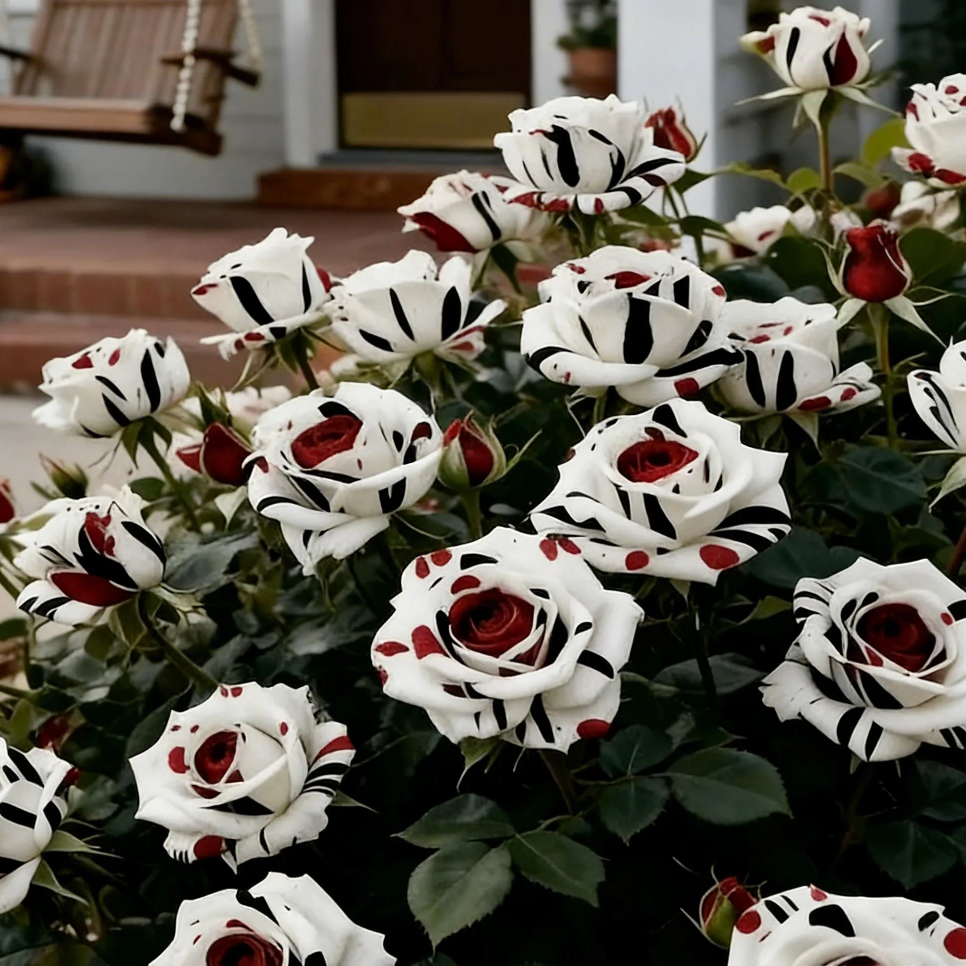 Rare Red White Black rose - Fire & Snow Rose
