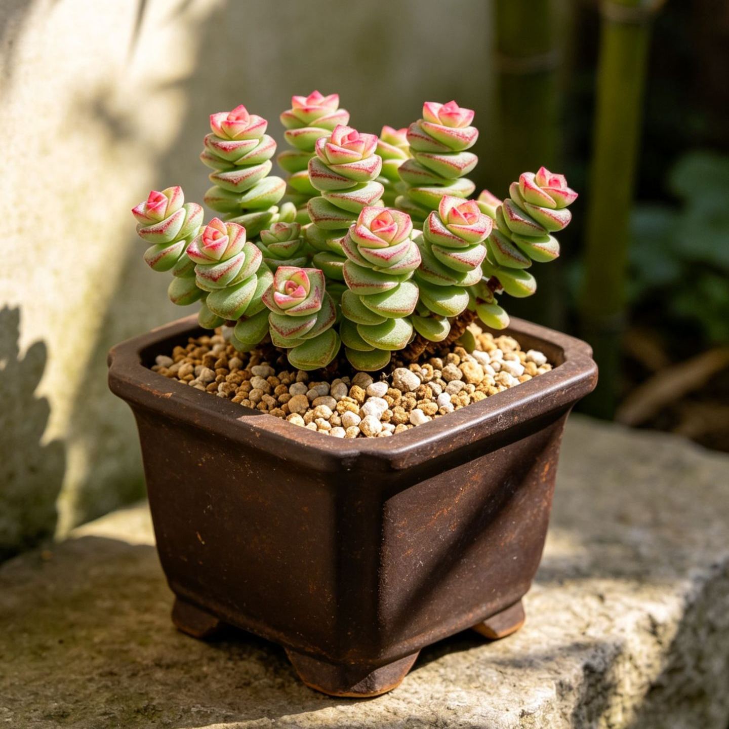 🌸💗 Pink Crown String of Buttons – A Cute Succulent Stack Topped With Soft Pink! 🌿