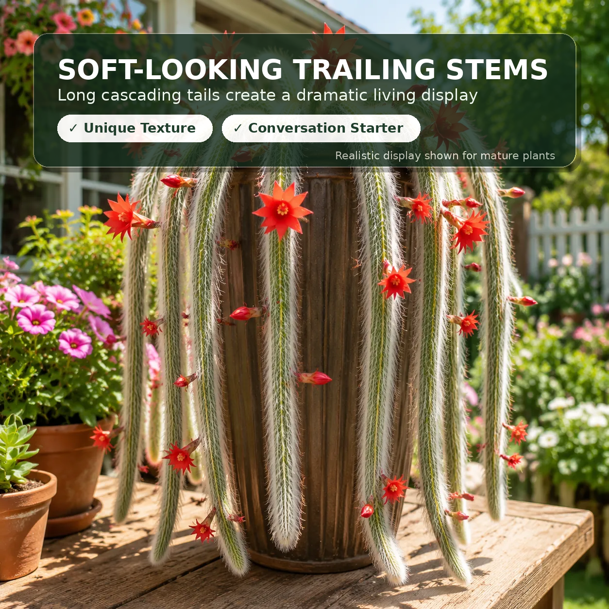 Monkey Tail Cactus soft trailing stems