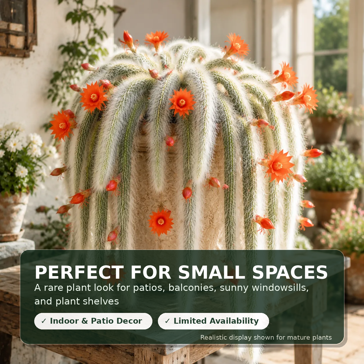 Rare Monkey Tail Cactus hanging display