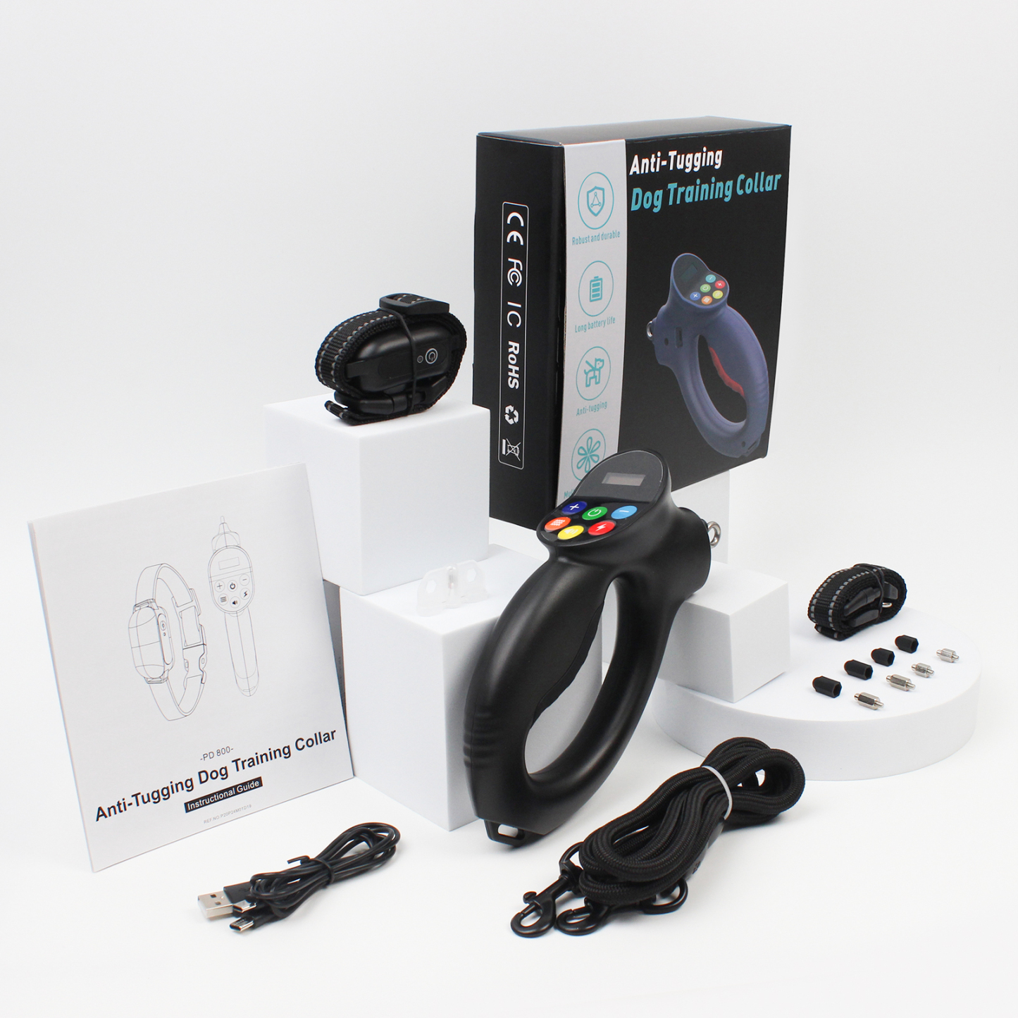 2-in-1 Wireless Dog Training Collar with Remote & Leash Handle,Rechargeable & Waterproof Shock Collar for Dogs,Tension Detection Trigger,3300FT, IPX7, 3 Modes, for Dogs S, M, L(4-120 LBS)